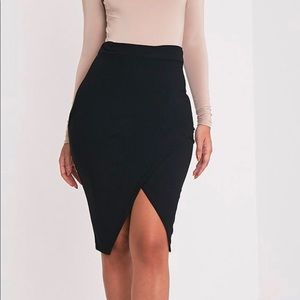 Faux Wrap Midi Pencil Skirt